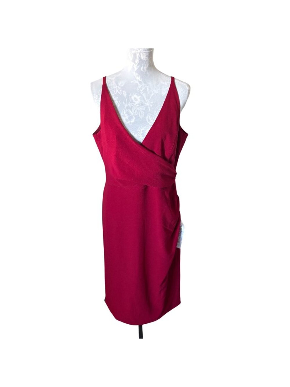 Dress The Population Anita Dress Red Garnet V Neck Size XXLarge NWT